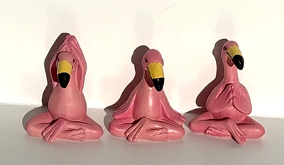 Mini Yoga Flamenco Conjunto de 3 Estatuillas de Resina Oficina Dormitorio Decoración Regalo Entrenamiento Foto 1 de 4