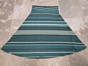 Lularoe Azure A-Line Womens Skirt Size Medium Green Stripes Stretchy - Afbeelding 1 van 7