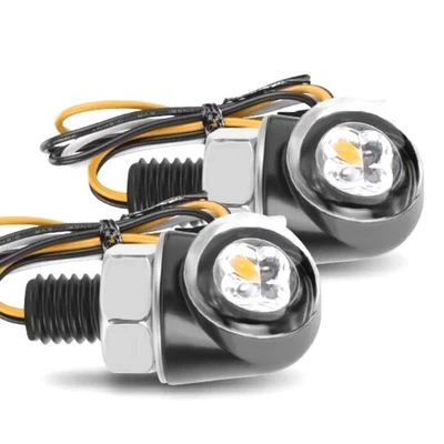 New LED Turn Signal Lights Pair for Motorcycle Dirt Bike 12V Amber White Lamp - Image 1 of 4