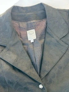 Vintage 90s Wah Maker Jacquard Tuxedo Jacket Women Size 12 Black Western - Picture 1 of 6