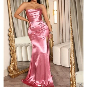 NEU Mode Nova Ophelia Satin Maxikleid 2X rosa Cocktail formell - Bild 1 von 6