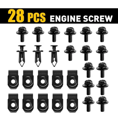 28pcs/36x Car Shield Splash Engine Body Bolts Nut Screw Fender Bumper Clip Rivet - Image 1 of 4