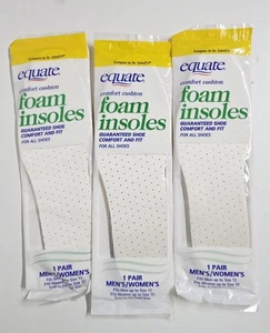 3 Equate Comfort Cushion Foam Insoles Unisex Men Up To Sz 13 Women Up To Sz 10 - Picture 1 of 3
