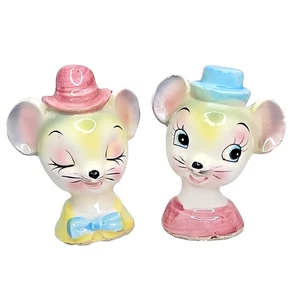 Juego de coctelera de sal y pimienta vintage Anthropomorphic Mice'N Hats Big Blue Eye & Pink - Imagen 1 de 12