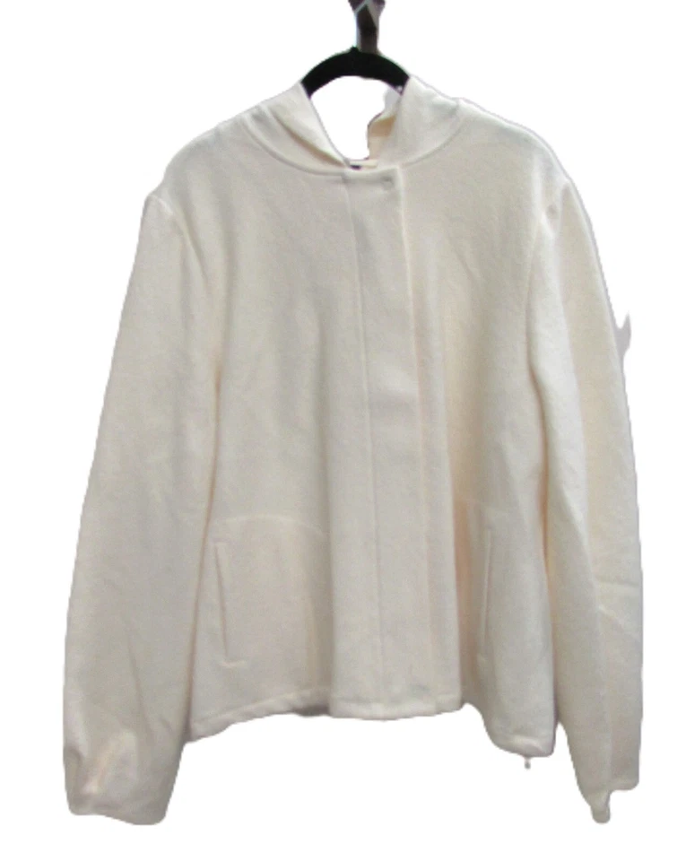 Geiger Women Cream Zipper Front Sweater Jacket w Hood Size XL - Image 1 of 2