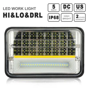 1X 5 INCH WHITE HI LOW BEAM AND DRL SQUARE HEADLIGHT CAR HALO PROJECTOR - Bild 1 von 22