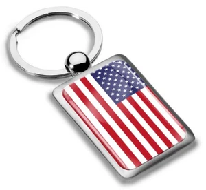Portachiavi portachiavi metallo ciondolo scatola regalo bandiera USA bandiera - Foto 1 di 4