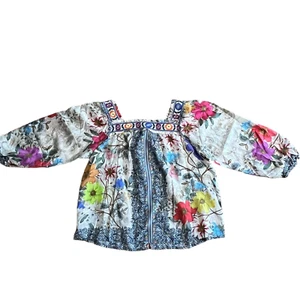Blusa de seda Johnny Was para mujer talla L Archibal Luciana nueva con etiquetas multicolor floral boho - Imagen 1 de 16