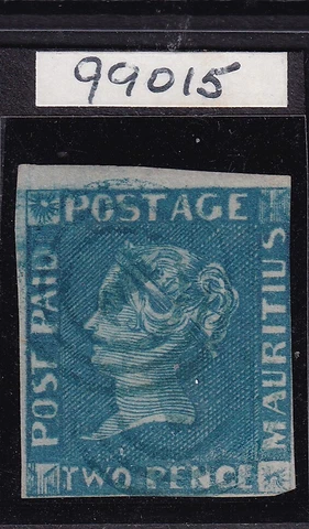 Mauritius-1848 -2d blue early impression-good used with RPS Cert - Cat £10,000 Cover