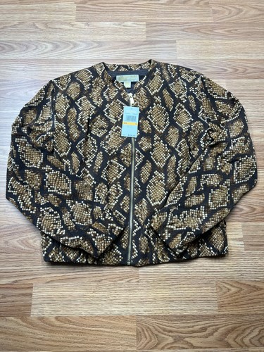 Bomber Michael Kors taglia small foderato stampa serpente nuovo con etichetta