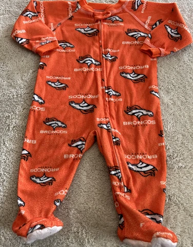 Denver Broncos Football Orange Fleece Long Sleeve Pajamas 3-6 Months Cover