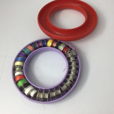 32 Metal Bobbins Case Ring Saver with Embroidery Quilting Treads Mixed Color - Image 1 of 4