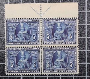 Scott 330 - 5 centavos Pocahontas - OG MH bloque de flecha superior SCV $650.00 - Imagen 1 de 2