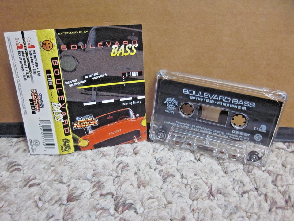 THREE V hip hop 1996 rap Boulevard Bass Nation cassette tape Miami G-Funk 1996  - Image 1 of 1