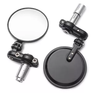 7/8" Motorcycle Folding Bar End Side Mirrors For Honda Suzuki Yamaha Kawasaki - Foto 1 di 12