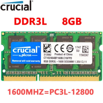 Crucial DDR3L 8GB 1600 MHz  PC3L-12800 204-Pin Laptop SODIMM Memory RAM 1.35V - Image 1 of 4