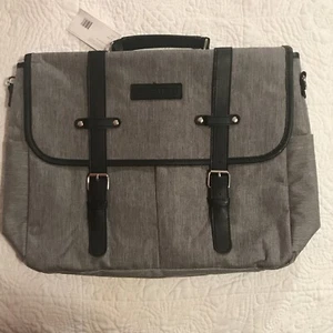 MESSENGER BAG Grey PRESTIGE 15” Padded Laptop Pocket 16”x12”x4” NWT’s - Photo 1/6