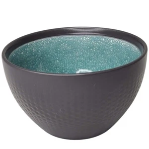 Mikasa Maddox Stoneware Cereal Soup Bowl Black Teal Replacement Dinnerware - Picture 1 of 7