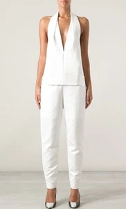 ALEXANDER WANG Blanco Sumergible Corte Bajo Espalda Abierta Halter Vestido Mono 4 - Imagen 1 de 3