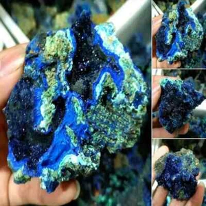 New Azurite Malachite Geode Crystal Natural Mineral Specimen Reiki Healing Stone - Picture 1 of 24