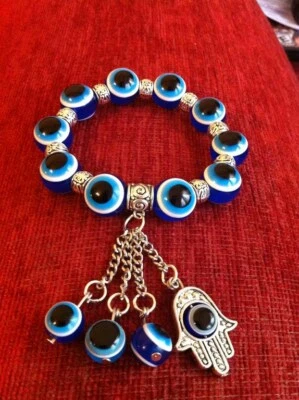  Evil Eye beads Bracelet with Hamsa Hand Handmade #$^ - Image 1 of 4