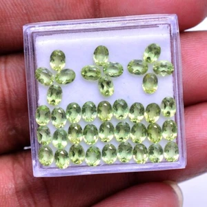 39 Pcs VVS Natural Peridot Unheated 4mm*3mm Oval Faceted Cut Loose Gemstones Lot - Picture 1 of 3