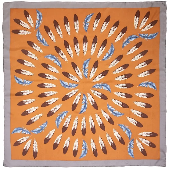 Bufanda Wyoming Traders Wild Rag bronceada pluma estampado occidental 100 % seda - 34,5" Foto 1 de 1