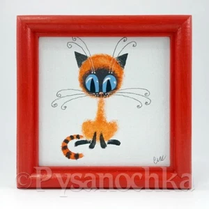 Quadro regalo divertente gatto dipinto fatto a mano grafica decorazione parete di artista ucraino - Foto 1 di 12