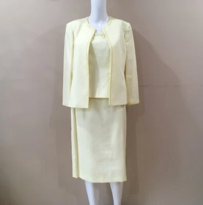 NIPON BOUTIQUE Mujer’s 4 AMARILLO VESTIDO TRAJE FALDA, CAMISETA SIN MANGAS Y CHAQUETA 3 Piezas/Juego Foto 1 de 4