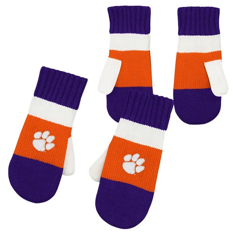 Outerstuff NCAA Toddlers Clemson Tigers Fleece Lined Jacquard Mittens, One Size Cover
