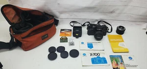 Minolta X-700 Black SLR Camera With Minolta f:1.7 50mm 280PX Auto Flash Case E1 - Picture 1 of 12