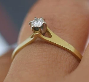 Estate Art Jewelry Solid 18K Gold Ring Natural Diamond Antique Jewellery P1/2 - Picture 1 of 5
