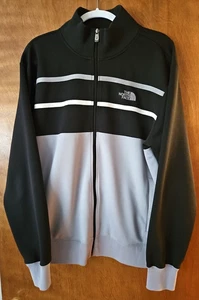 North Face Mens Jacket XL Track Windbreaker Retro Athletic Full Zip Black Gray - Picture 1 of 12