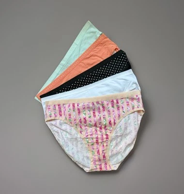 Lote 5 Victoria's Secret Talla L Calzoncillos de Pierna Alta Algodón Logo Panty Paquete Foto 1 de 4