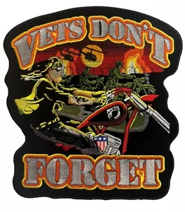 Parche de motociclista trasero grande no olvides planchar para coser 12x11 pulgadas para ciclistas - Imagen 1 de 1