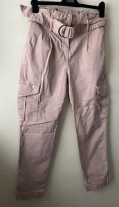 Boden Trousers Size 8P Pink High Rise Tapered Belted Cargo Casual Summer - Picture 1 of 11