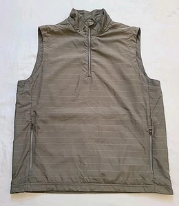 Antigua Vest Mens L Taupe Golf Pullover Sleeveless 1/4 Zip Quick Dry Drawstring - Picture 1 of 7