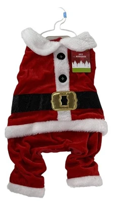 Pet Apparel Dog Christmas Santa Claus Red Velvet Costume Size Small - Image 1 of 4