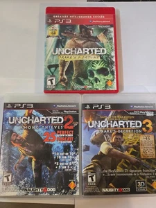 Uncharted 1, 2 & 3 Trilogy 3 Games (PS3) All Complete w/ Manual - Picture 1 of 4