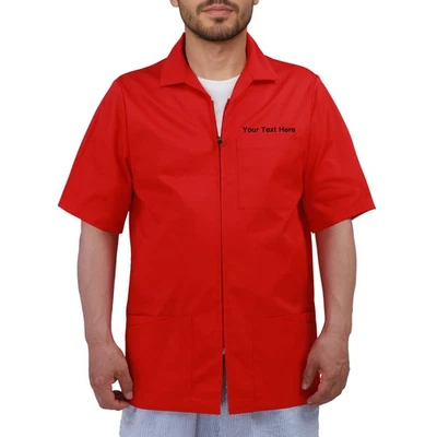 Personalized Embroidered Men's Zip-Front Scrub Jacket, Short Sleeve - Image 1 of 4