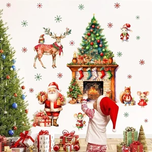 Pegatinas de pared de Navidad calcomanías de pared de árbol de Navidad pegatinas de chimenea de Navidad - Imagen 1 de 9