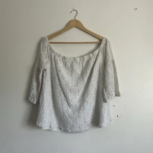 Simply Be Lace Floral Ivory Bardot Top Size 20 Lined - Picture 1 of 6