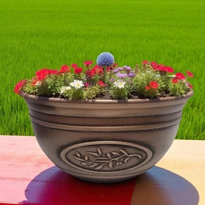 Oliven Pflanzschale 30 cm - stilvoller runder Blumentopf für Pflanzen drinnen & draußen - Bild 1 von 14
