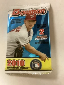 2010 Bowman Baseball Pack 10 Cards/2 Bowman Chrome Pack MLB Strasburg - Picture 1 of 3