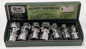 Vintage S-K Tools 3/8" Dr SAE 6 Point Universal Swivel Flex Socket Set 4607 USA - Foto 1 di 4