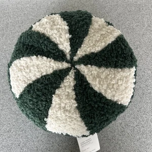 NEW! Pottery Barn Cozy Teddy Peppermint Twist Candy Shaped Christmas Pillow 12" - Picture 1 of 4