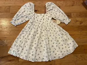 Altar'd State NWT White Floral Sq Neck Babydoll Mini Dress Medium Puff Sleeve - Picture 1 of 12