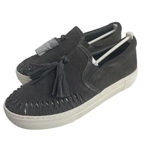 JSlides Aztec Grey Suede Slip-On Tassel Sneakers Size 6.5M New in Box Platform - Picture 1 of 8