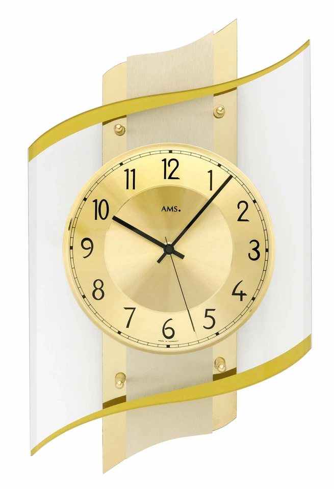 AMS -Gold 48cm- 5515 Moderne Wanduhr mit Funkwerk, Funkuhr, batteriebetrieben - Bild 1 von 1