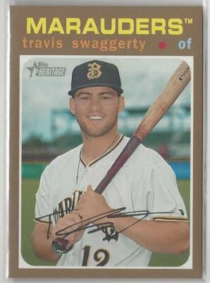 2020 Topps Heritage Minor League Travis Swaggerty Gold Border Parallel #/15 SSP - Image 1 of 2